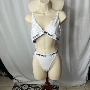 🤍 Lounge White Triangle Lingerie Set (Logo Band) 🤍